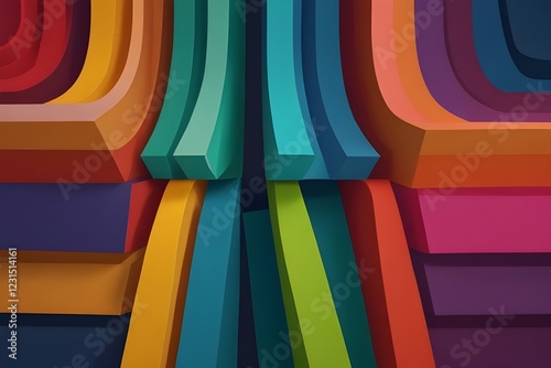Wallpaper Mural Flat paper design with bright colors, animation of geometric layers for simple backgrounds. Generative AI Torontodigital.ca