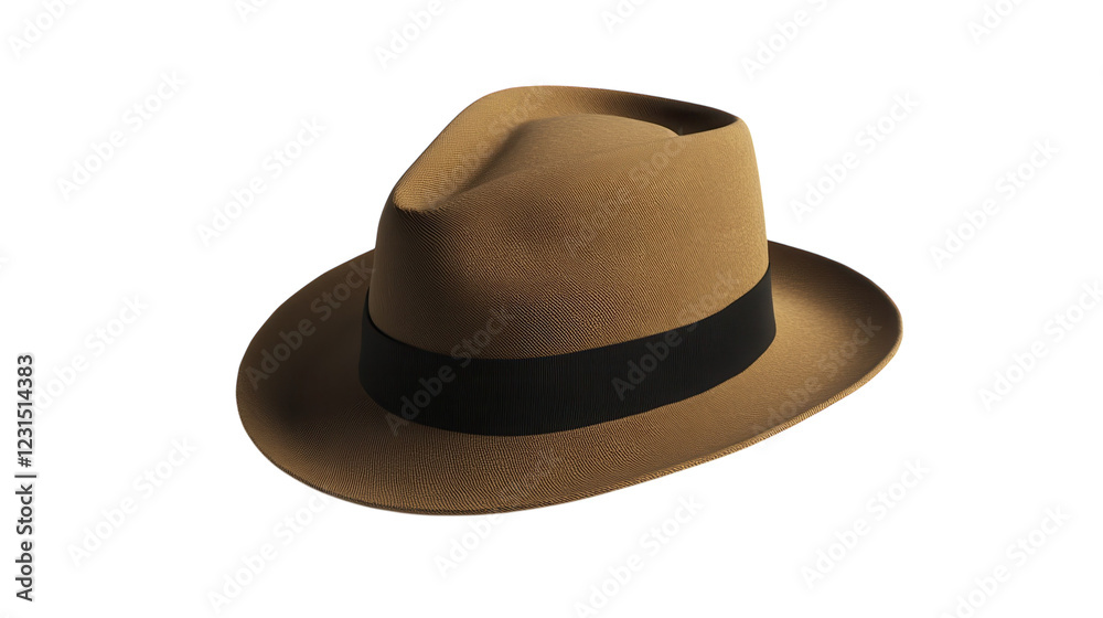Stylish brown fedora hat with a black band perfect for outdoor activities in warm weather Stylish brown fedora hat with a black band perfect for outdoor activities in warm weather