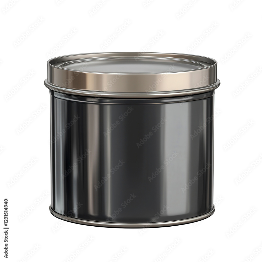 Black Metal Canister with Lid for Storage of Various Items and Materials Black Metal Canister with Lid for Storage of Various Items and Materials