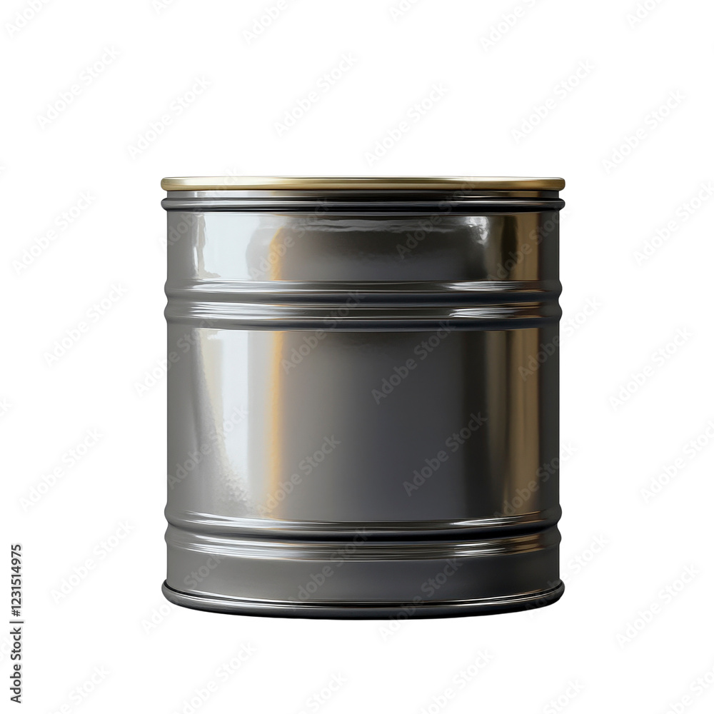 Metallic barrel with lid, suitable for storage, packaging, or industrial use Metallic barrel with lid, suitable for storage, packaging, or industrial use