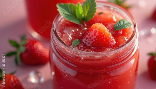 Wallpaper Mural Delicious Strawberry Smoothie in a Glass Jar Torontodigital.ca