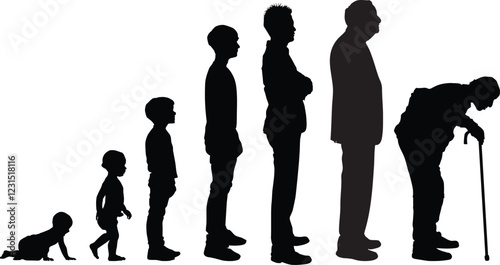 illustration of human transformation from baby to old age vector stock illustration