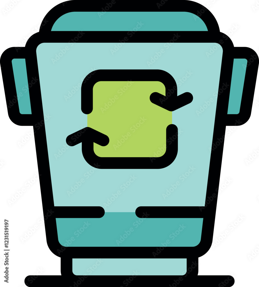 Recycling bin with recycling symbol, encouraging eco conscious waste management and resource reuse Recycling bin with recycling symbol, encouraging eco conscious waste management and resource reuse