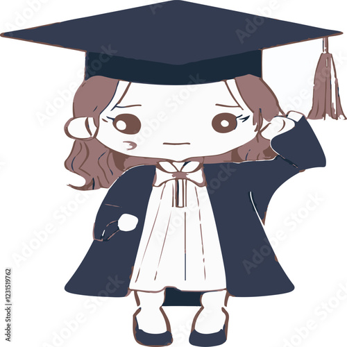 little girl in graduation cap and gown