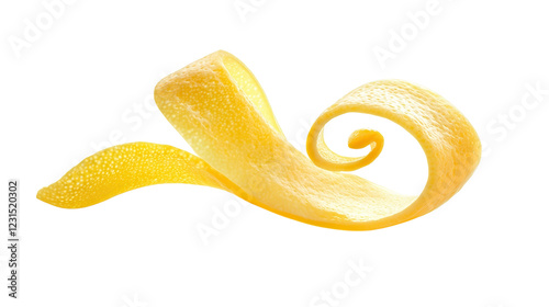 Obraz na płótnie Bright yellow lemon peel spirals artfully arranged on a white background, highlighting texture and color contrast w salonie