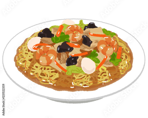 あんかけ焼きそばのイラスト