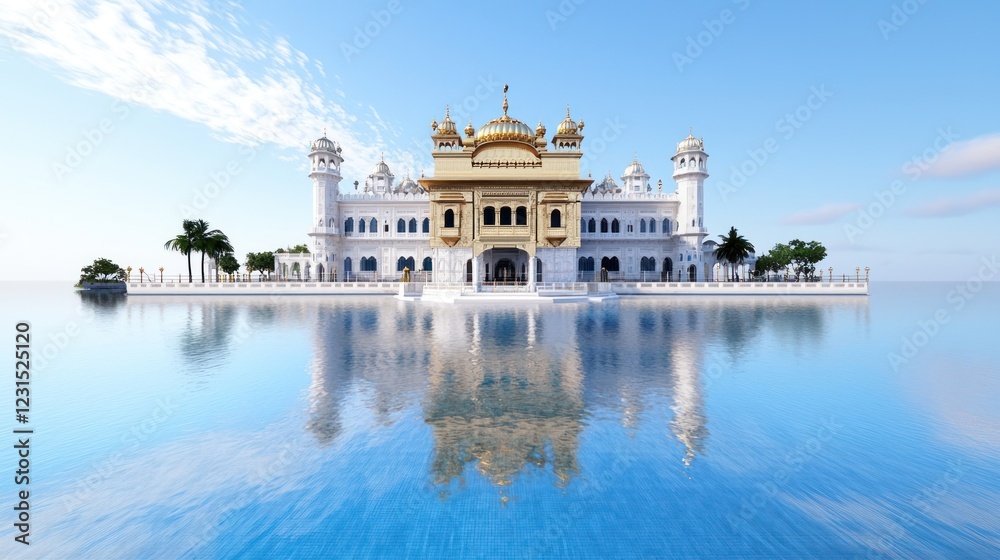 Fototapeta premium Golden Temple Reflection in Calm Water
