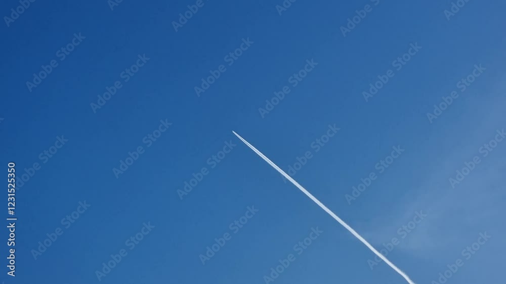 Blue sky. flying plane leaving traces in the sky. Blue sky. flying plane leaving traces in the sky.