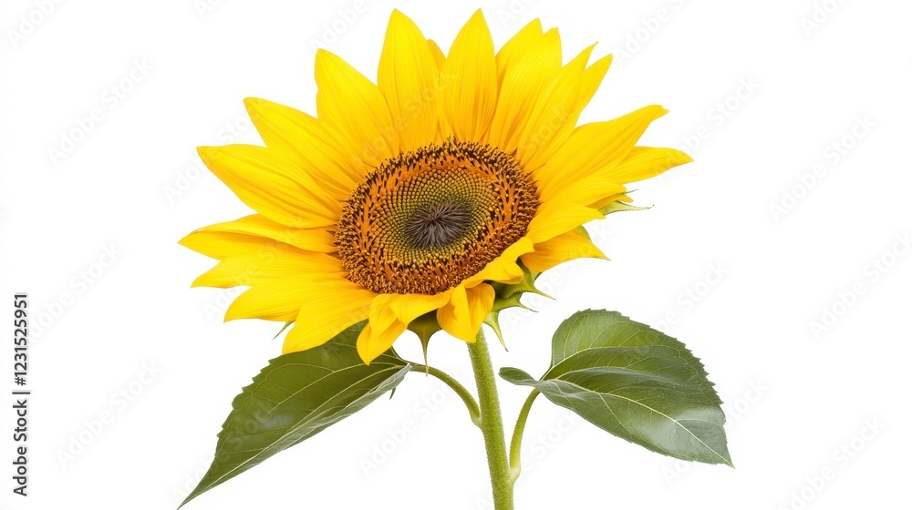Obraz premium Bright Sunflower Bloom Against White Background for Nature Lovers