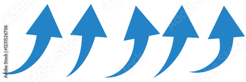 Sharp curved arrow icon. Black rounded arrow. Direction pointer pointing up