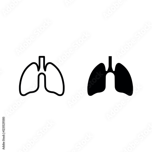 Lungs icon set color editable on white background