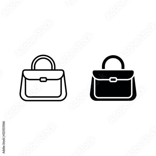 Woman bag icon set color editable
