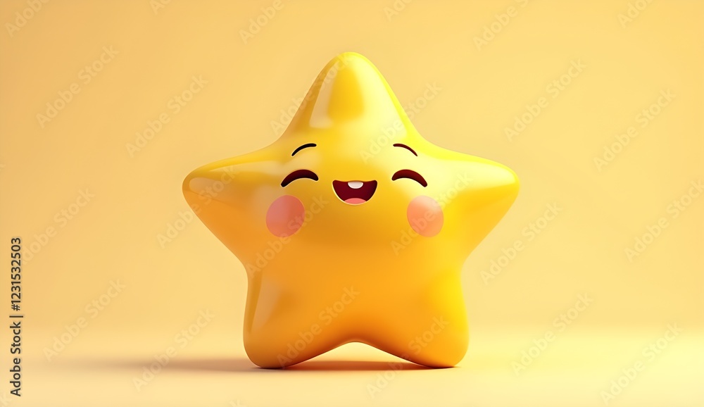 Kawaii star with yellow color and a happy face Kawaii star with yellow color and a happy face