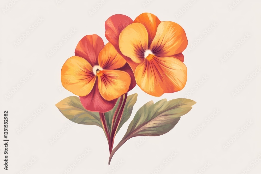 Obraz premium Orange pansies floral bouquet, isolated on white background, for design