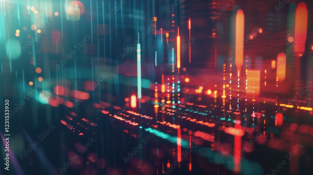 Fototapeta premium a financial stock market graph on a digital screen with various data points and trend lines