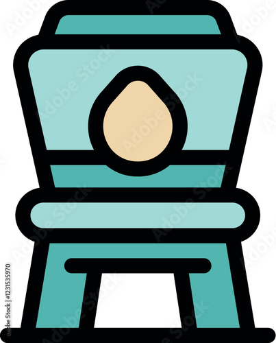 Highchair icon representing the start of complementary feeding for babies, with an egg yolk in the backrest