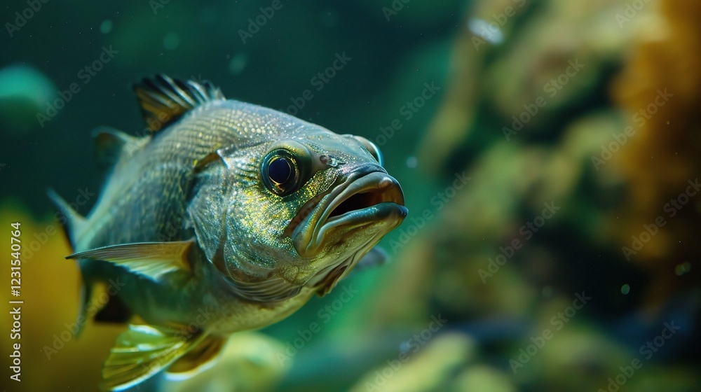 A Close - up of a Small - Mouthed Fish: A Unique and Intriguing Aquatic Creature. This fish, with its distinctively small mouth, is a fascinating sight in the underwater world A Close - up of a Small - Mouthed Fish: A Unique and Intriguing Aquatic Creature. This fish, with its distinctively small mouth, is a fascinating sight in the underwater world