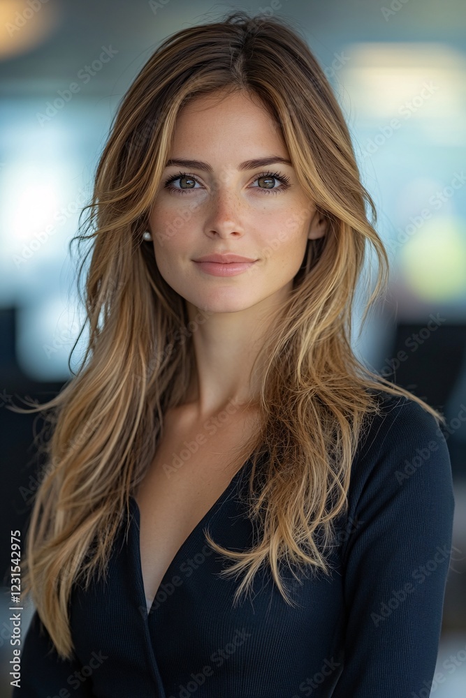 Fototapeta premium Corporate Elegance: Professional Woman Working in Office