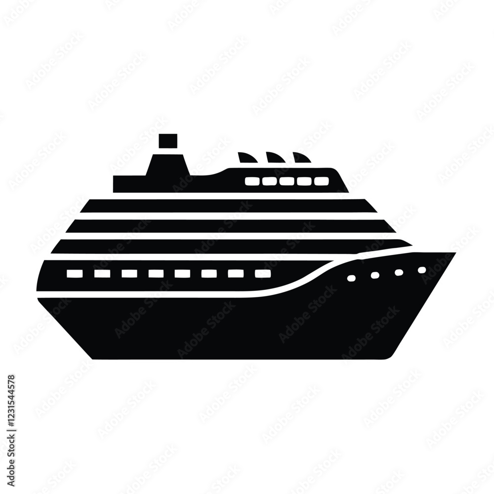 Cruise ship silhouette design for travel and luxury holidays