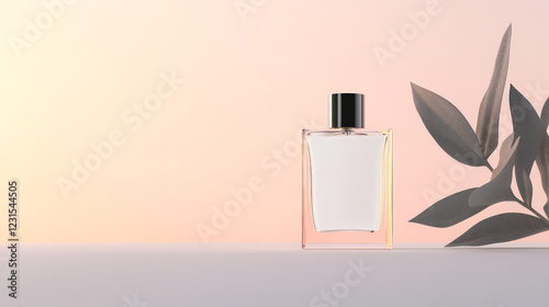 Wallpaper Mural Elegant perfume bottle on a soft pink background, minimalist aesthetic.  Clean and sophisticated. Torontodigital.ca