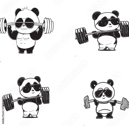 panda lifting weights