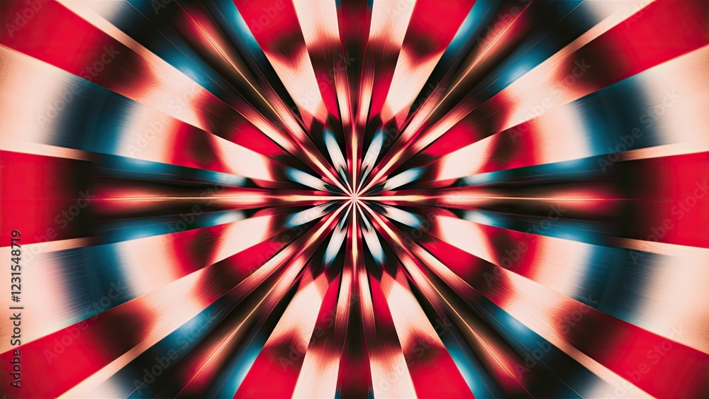 Vibrant radial burst pattern featuring red, white, and blue colors, creating an energetic and dynamic visual effect centered around star shape. Vibrant radial burst pattern featuring red, white, and blue colors, creating an energetic and dynamic visual effect centered around star shape.