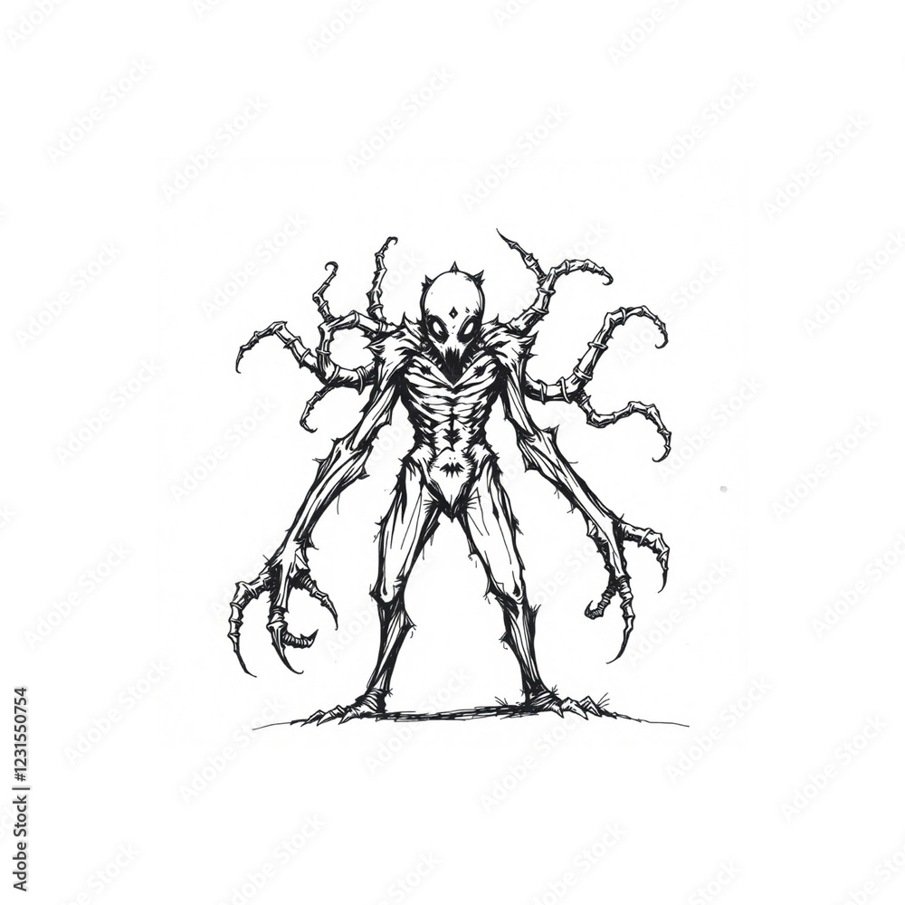 Fototapeta premium Giant Shadow Beast with Jagged Limbs and Evil Aura – Fantasy Horror Concept