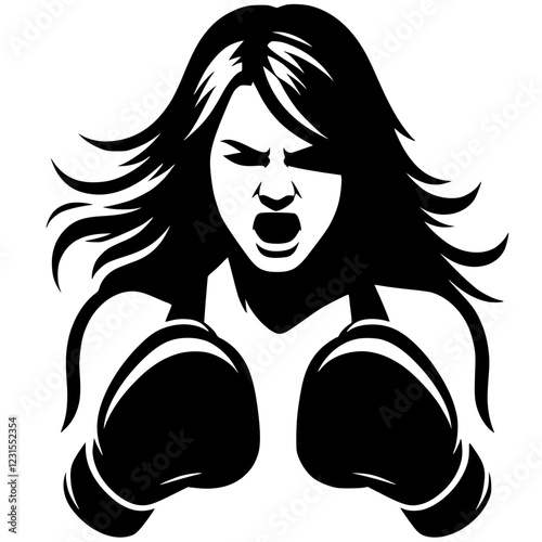 Silhouette of female boxer