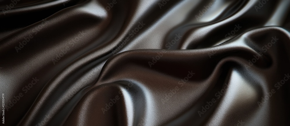 Smooth glossy black satin fabric beautifully draped with soft waves and folds creating a luxurious texture and depth for elegant backgrounds Smooth glossy black satin fabric beautifully draped with soft waves and folds creating a luxurious texture and depth for elegant backgrounds