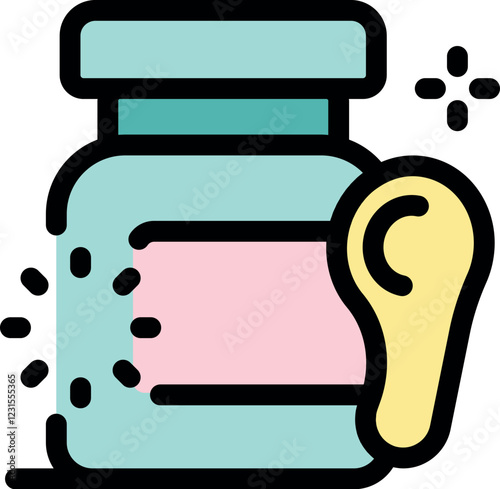 Supplement for hearing loss improving ear health, shown with a jar and an ear icon, promoting healthy hearing and auditory function