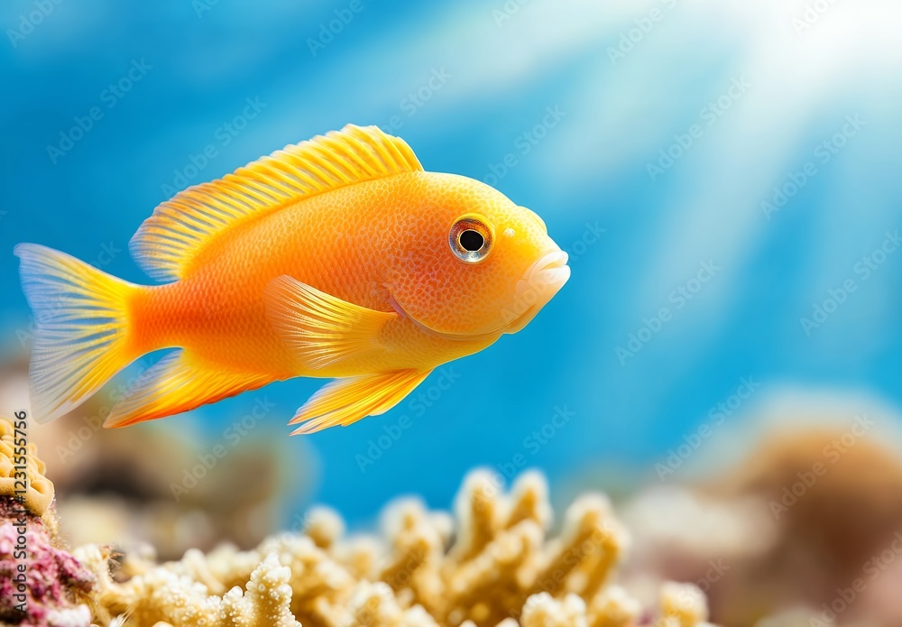 Vibrant Orange Fish in a Sunlit Coral Reef Vibrant Orange Fish in a Sunlit Coral Reef