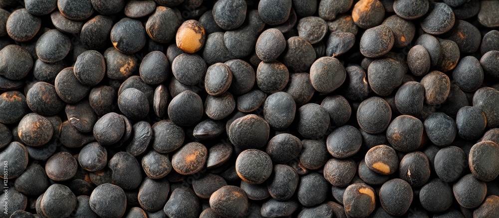 Whole black lentils in various sizes on a white background showcasing their smooth, glossy texture and earthy tones for culinary use Whole black lentils in various sizes on a white background showcasing their smooth, glossy texture and earthy tones for culinary use