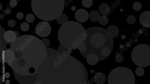 An abstract image composed of overlapping circles and dots, in a monochromatic scheme of deep charcoal grays, generated in a generative style with subtle variations in tone and density photo