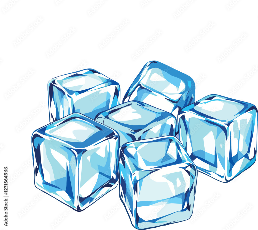 Ice cubes melting, refreshing coolness for summer drinks