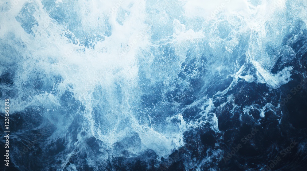 Fototapeta premium Ocean waves churning, whitecaps, sea foam, background texture, nautical backdrop