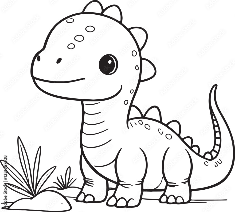 Naklejka premium dinosaur cartoon line art