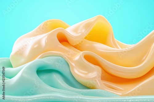 Vibrant fluid waves in pastel colors.