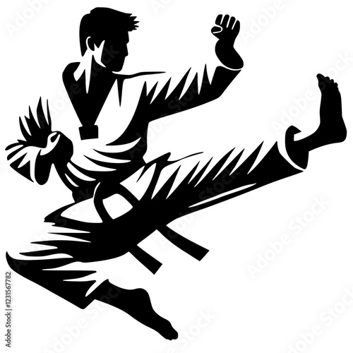 Taekwondo fighter silhouette