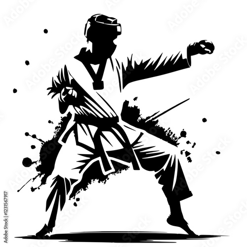 Taekwondo fighter silhouette