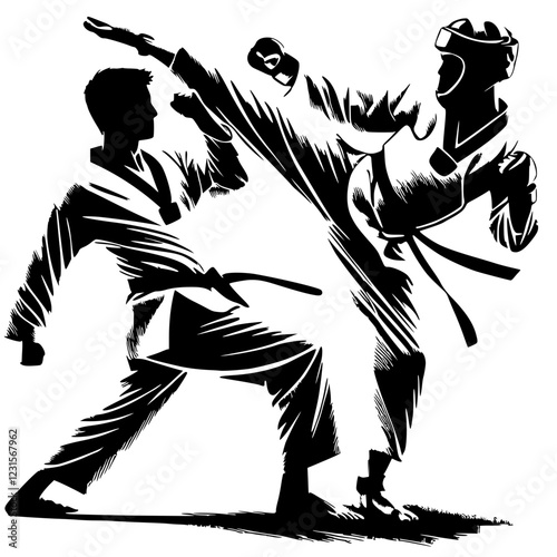 Taekwondo fighter silhouette photo