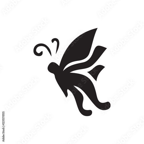 Butterfly silhouette icon. Butterfly single black silhouette icon isolated on white background. Vector illustration eps 10 photo