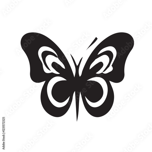 Butterfly silhouette icon. Butterfly single black silhouette icon isolated on white background. Vector illustration eps 10 photo