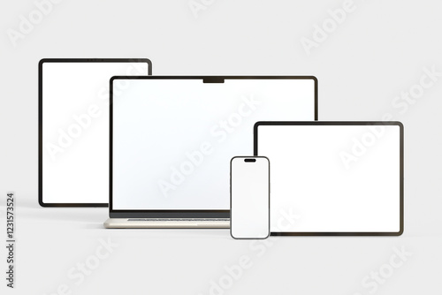 Blank multi device isolate on white screen for mockup design
