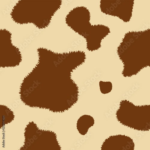 Texture spot, fluffy skin black white cow. Trendy animalistic seamless pattern for fashion, packaging, fabric and more.