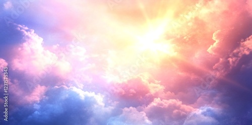 Colorful sunset cloudscape, peaceful sky, heavenly background