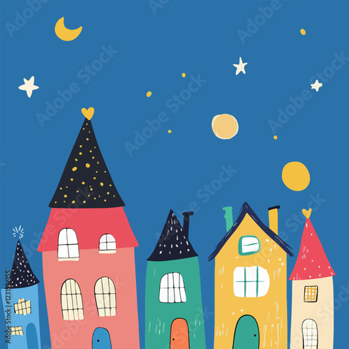Whimsical Nighttime Village