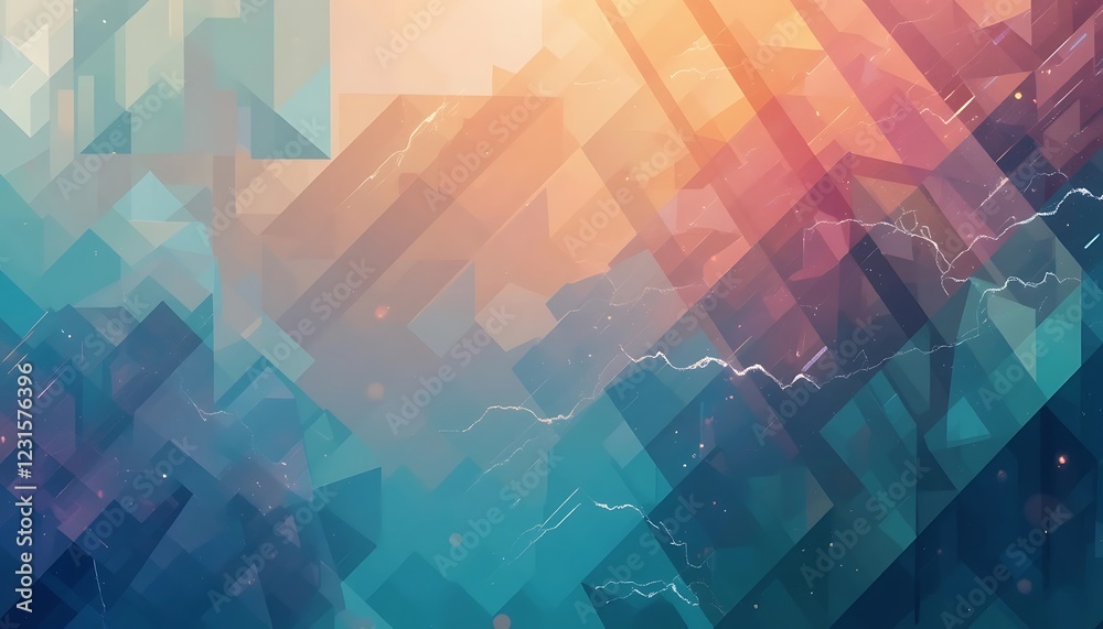 Obraz premium Abstract Geometric Pattern In Teal Orange And Purple Hues