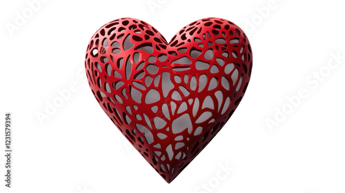 Red 3d heart showing love and affection on transparent background