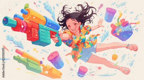 Songkran Splash: Joyful Water Gun Fun