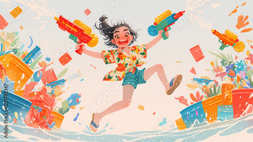 Songkran Splash: Joyful Water Gun Fun